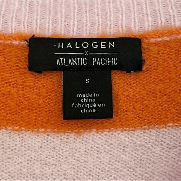 HALOGEN x Atlantic-Pacific Mix Stripe Puff Sleeve Sweater Small - Picture 5 of 8